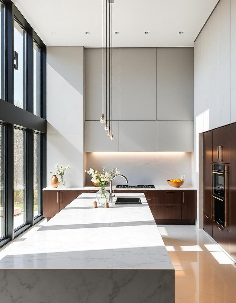 Modern luxury kitchen with marble island