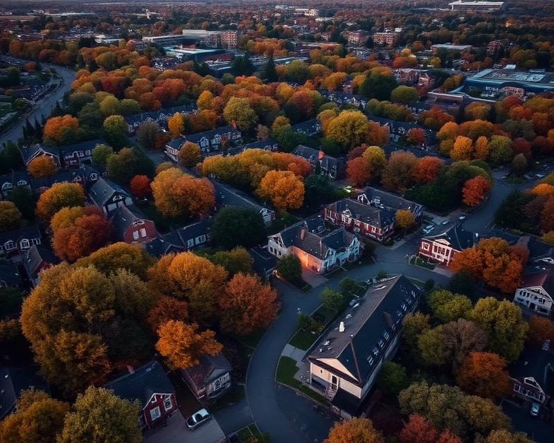 Aerial view of leafy Toronto suburb