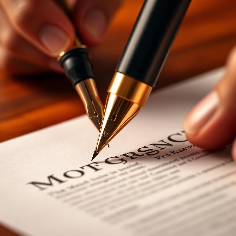 Mortgage contract signing close-up